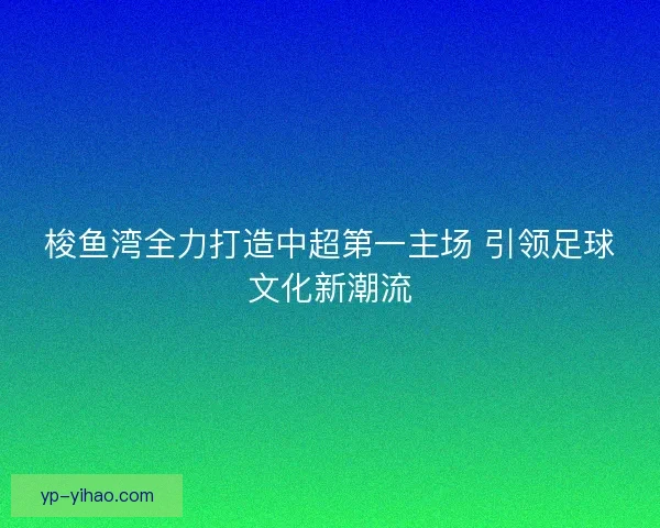 梭鱼湾全力打造中超第一主场 引领足球文化新潮流 梭鱼湾全力打造中超第一主场 引领足球文化新潮流