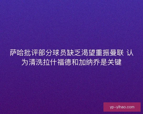 萨哈批评部分球员缺乏渴望重振曼联 认为清洗拉什福德和加纳乔是关键